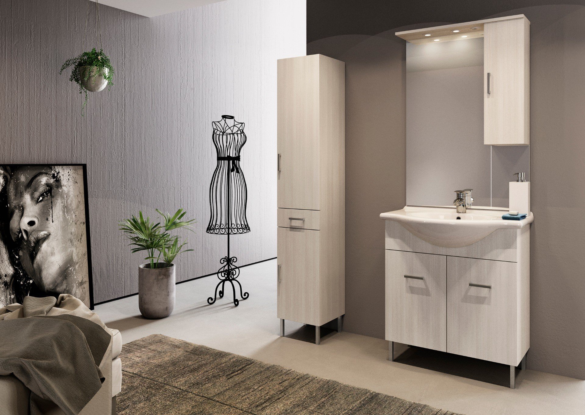 Set Complet Mobilier Baie Palma Bianco Matrix L75 cm