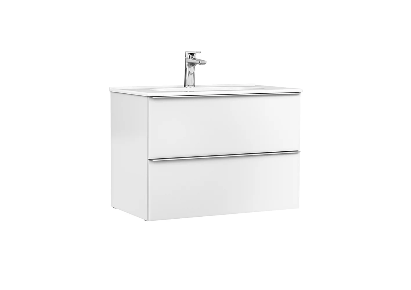 Mobilier Baie Suspendat Shona Cu 2 Sertare Alb Mat 80x46x56.5 cm