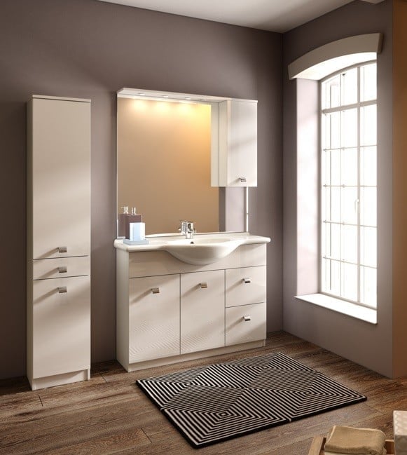 Set Complet Mobilier Baie Still Bianco L105 cm