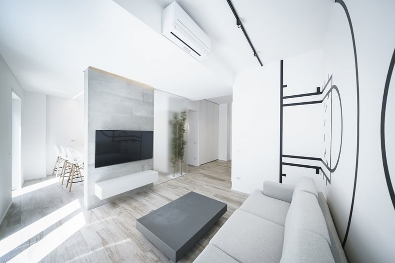 Living minimalist cu accente grafice | Inspirație Living Rustic