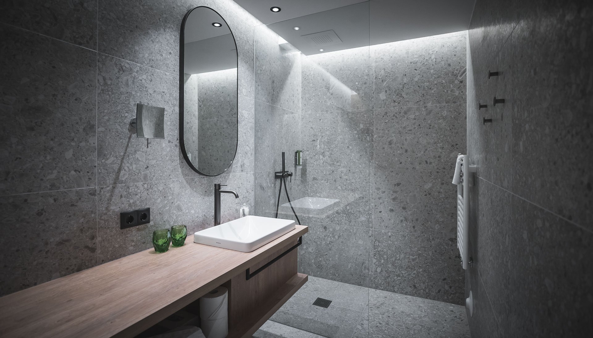 Baie modernă cu accente naturale | Inspirație Baie Rustic