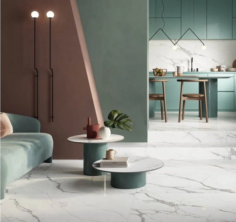 Living și bucătărie în nuanțe pastel | Inspirație Baie Modern