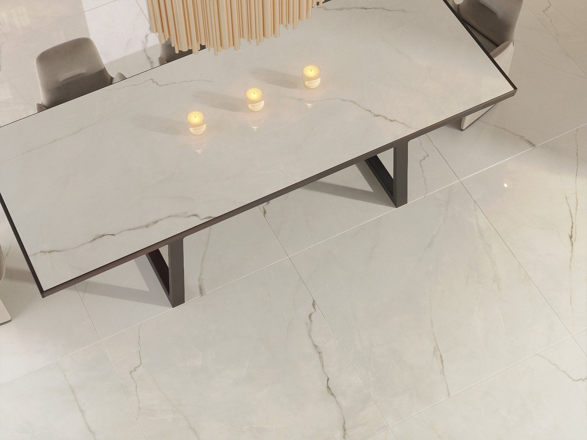 Dining în lumină caldă | Inspirație Baie Minimalist