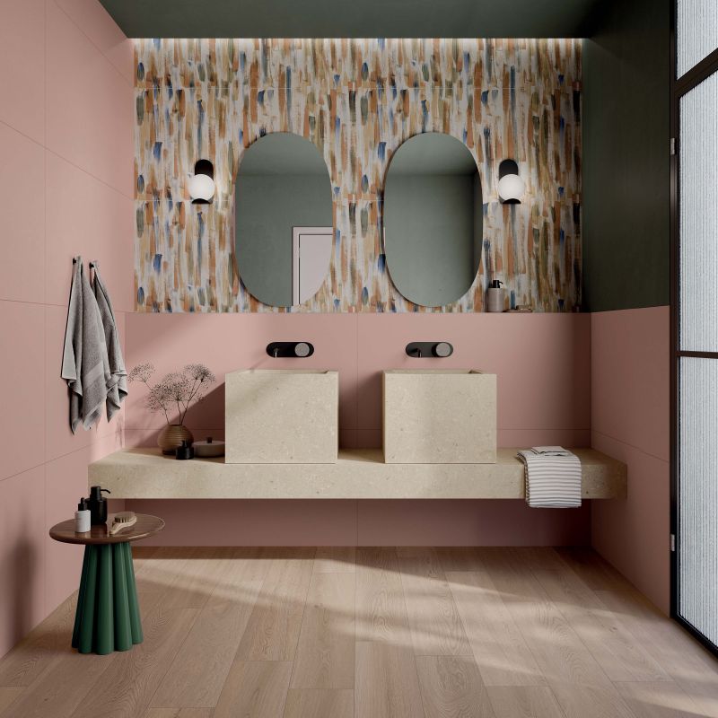Baie jucăușă în tonuri calde | Inspirație Baie Modern