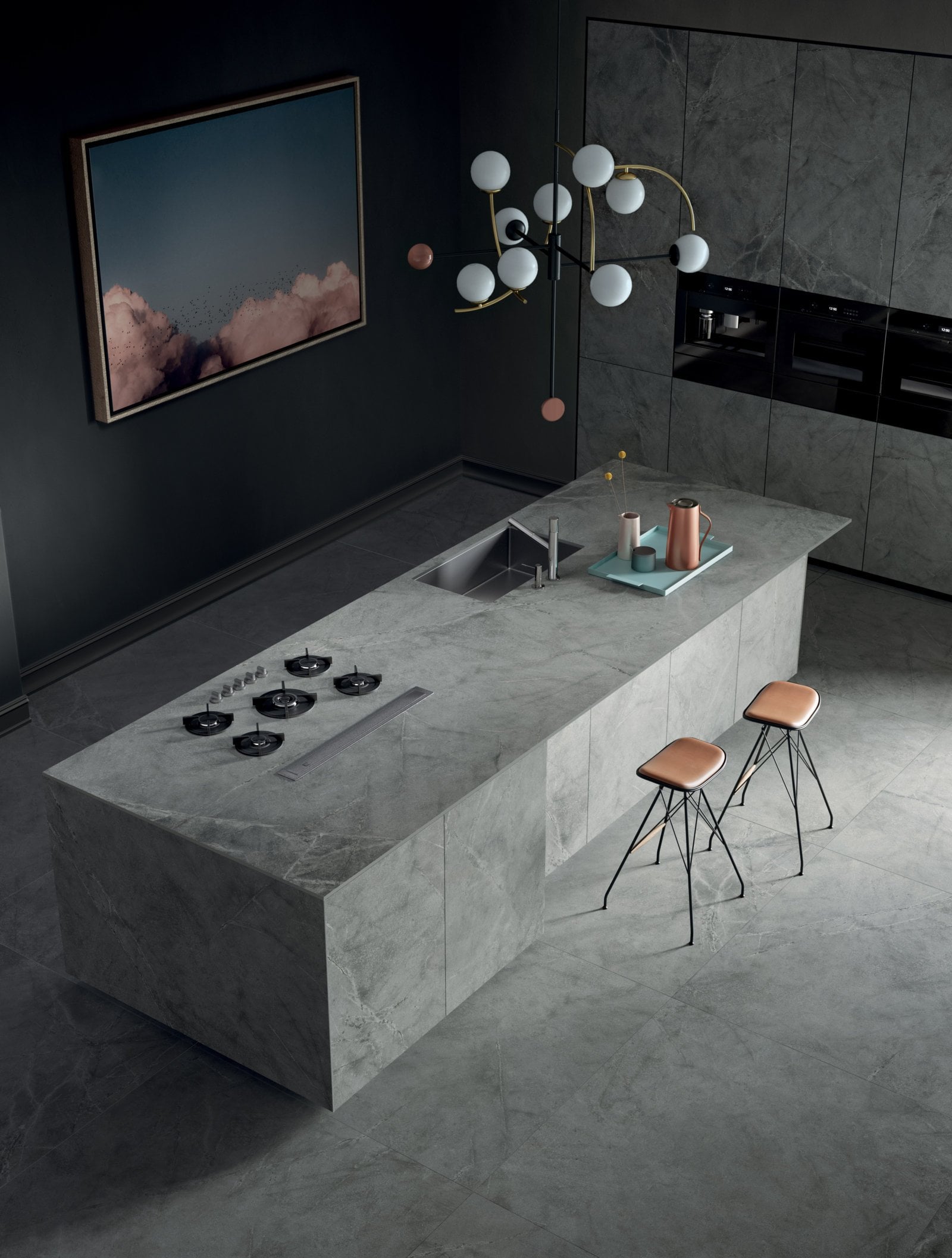 Bucătărie urbană în tonuri de gri | Inspirație Baie Minimalist