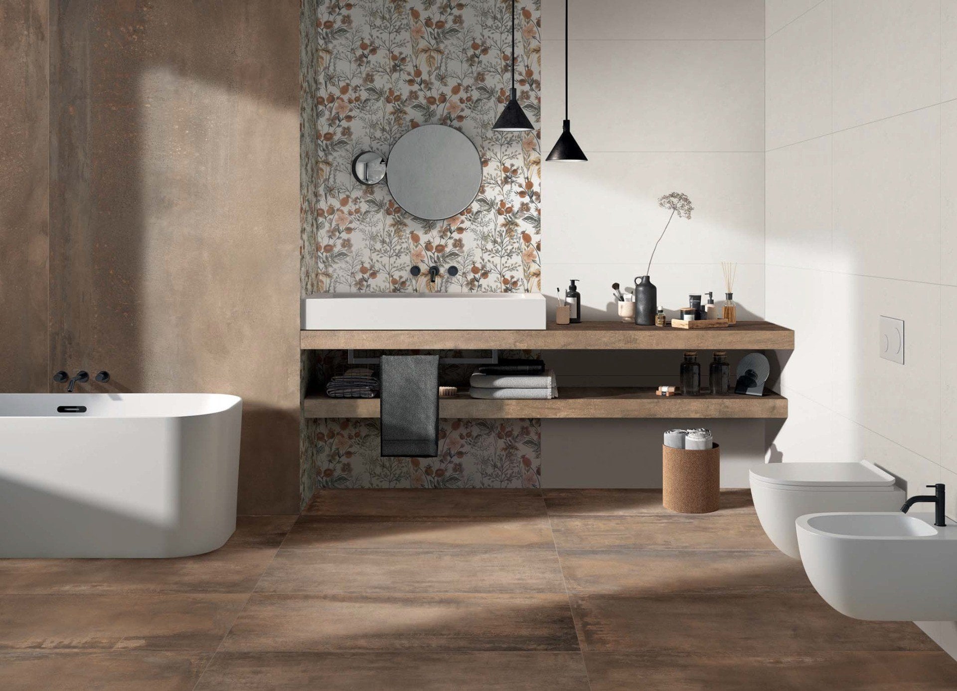 Baie modernă cu accente florale | Inspirație Baie Modern