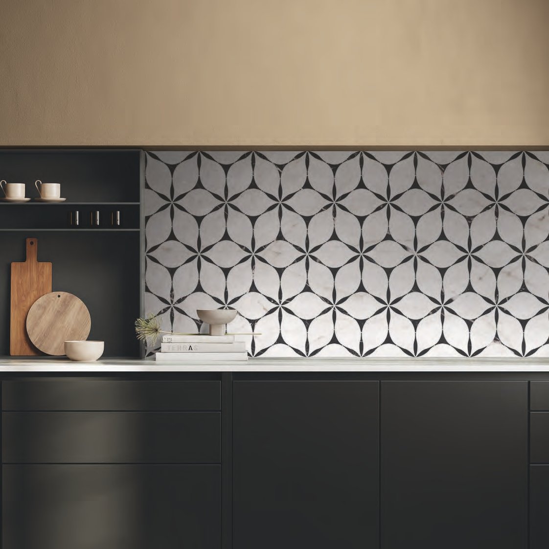 Bucătărie minimalistă cu accente grafice | Inspirație Baie Modern