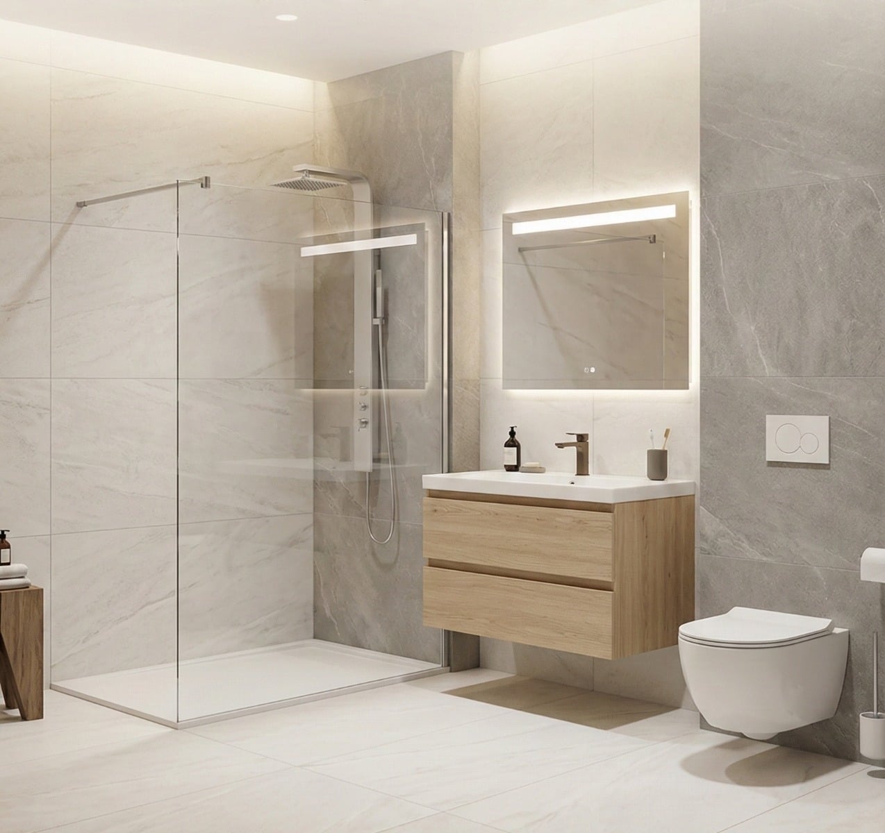 Baie modernă în tonuri calde | Inspirație Baie Modern