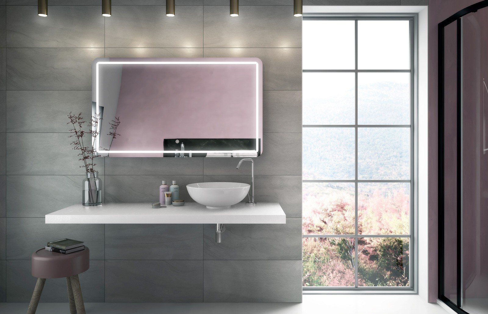 Baie modernă cu accente roz | Inspirație Baie Modern