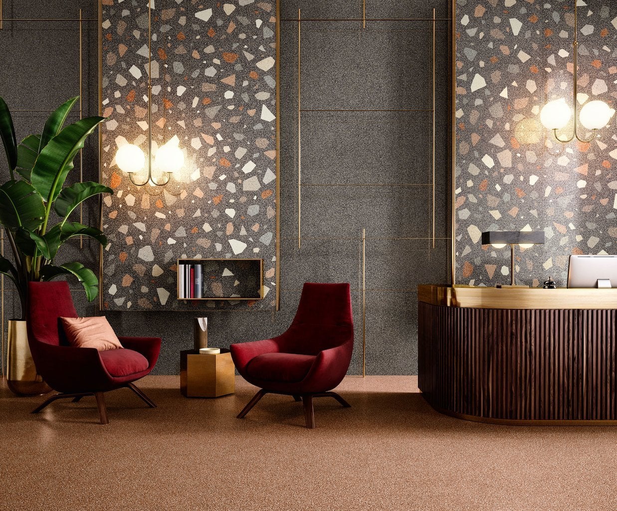 Hol primitor în terazzo modern | Inspirație Baie Minimalist