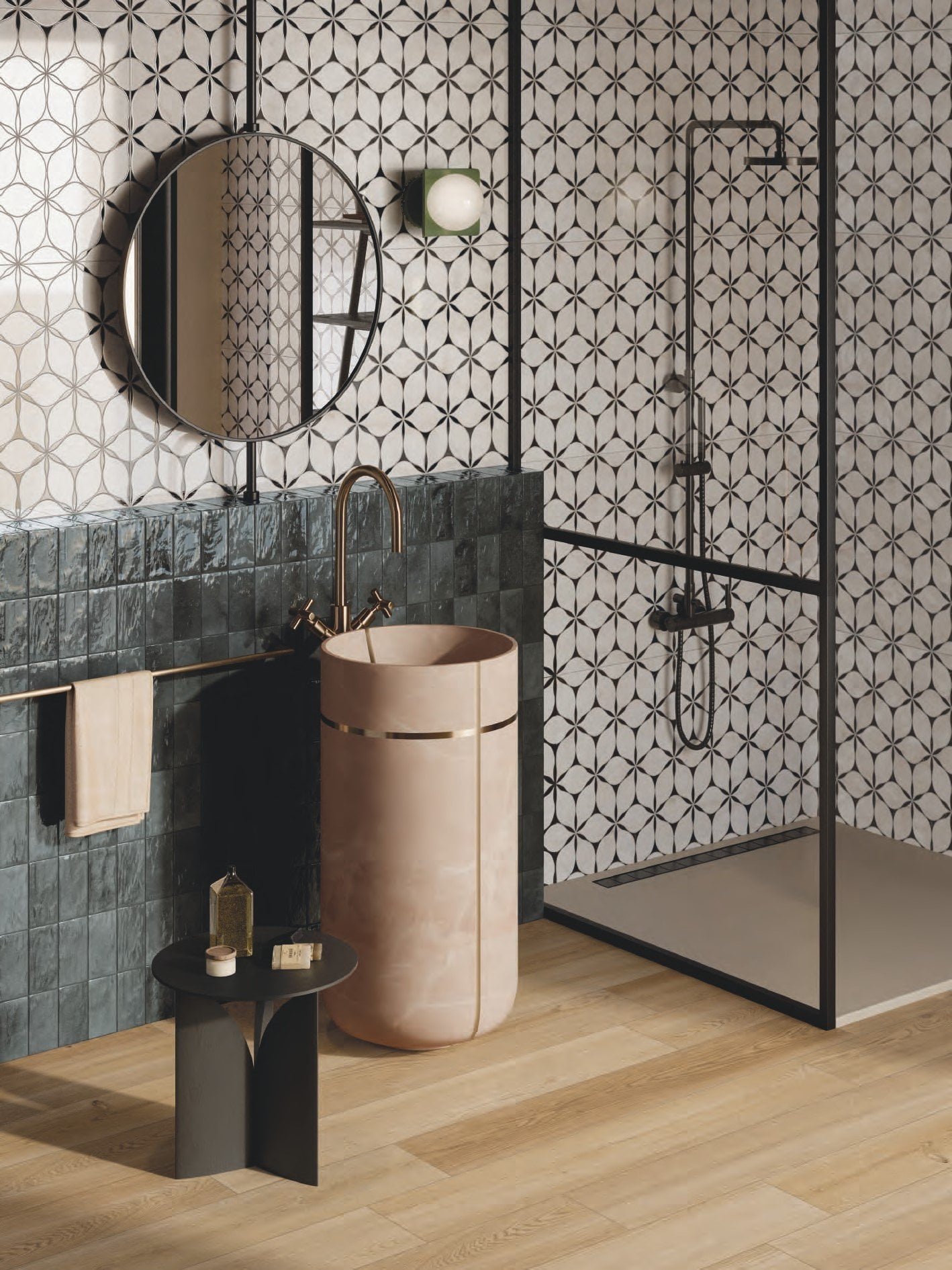 Baie modernă cu accente grafice | Inspirație Baie Modern
