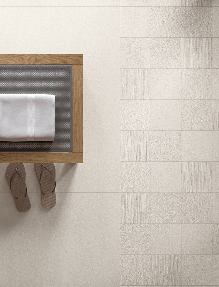 Baie minimalistă cu accente texturate | Inspirație Baie Modern