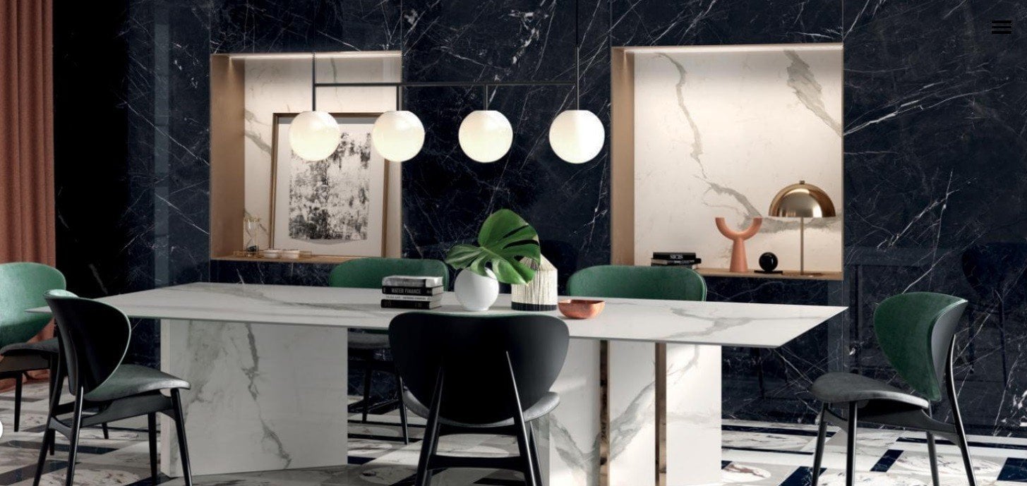 Dining modern în marmură neagră | Inspirație Baie Modern