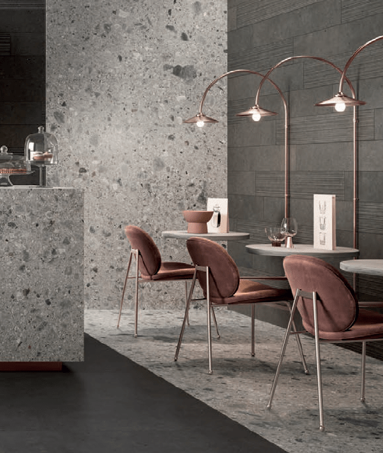 Cafenea modernă, accente cupru | Inspirație Baie Minimalist