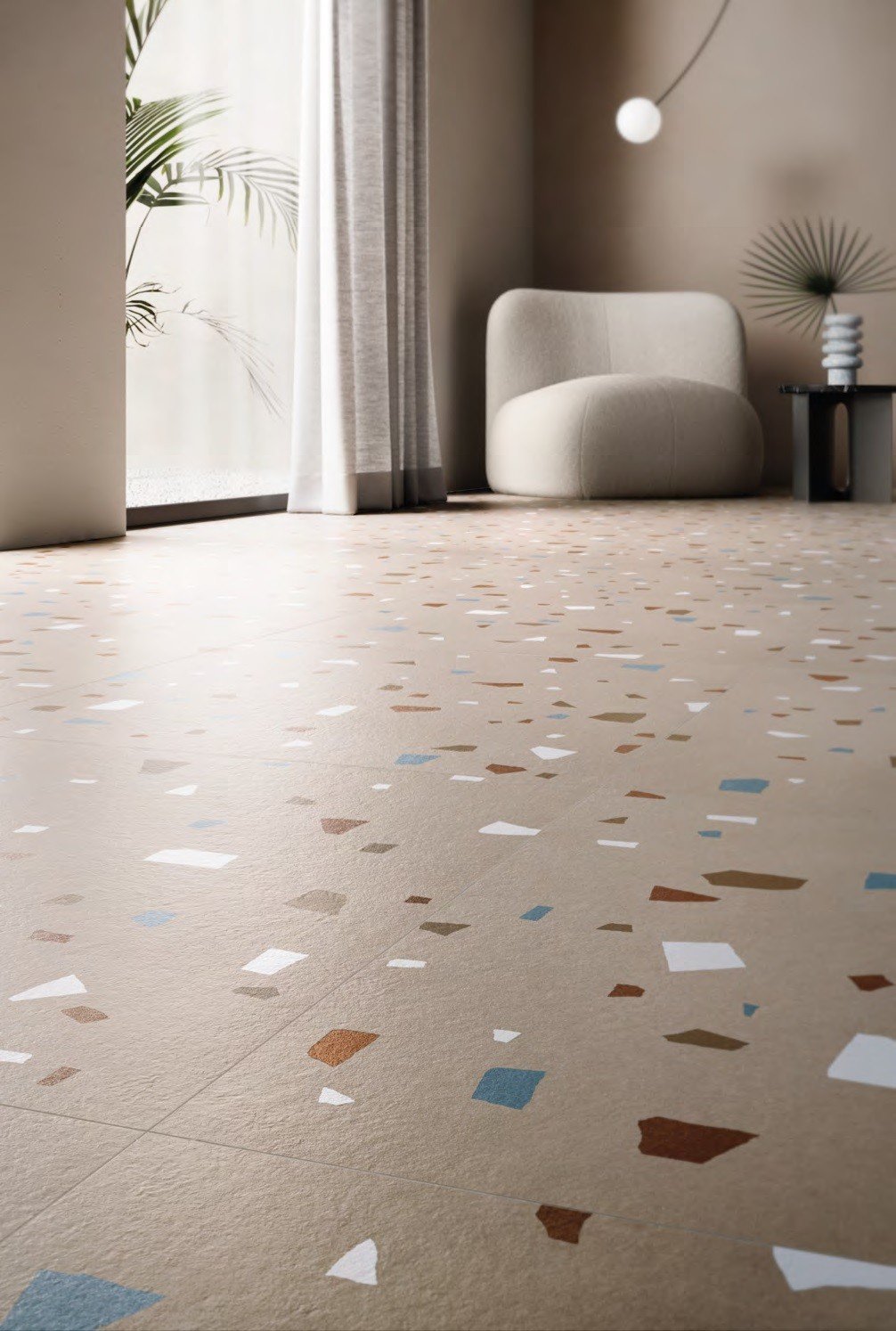 Living modern cu accente terrazzo | Inspirație Baie Modern