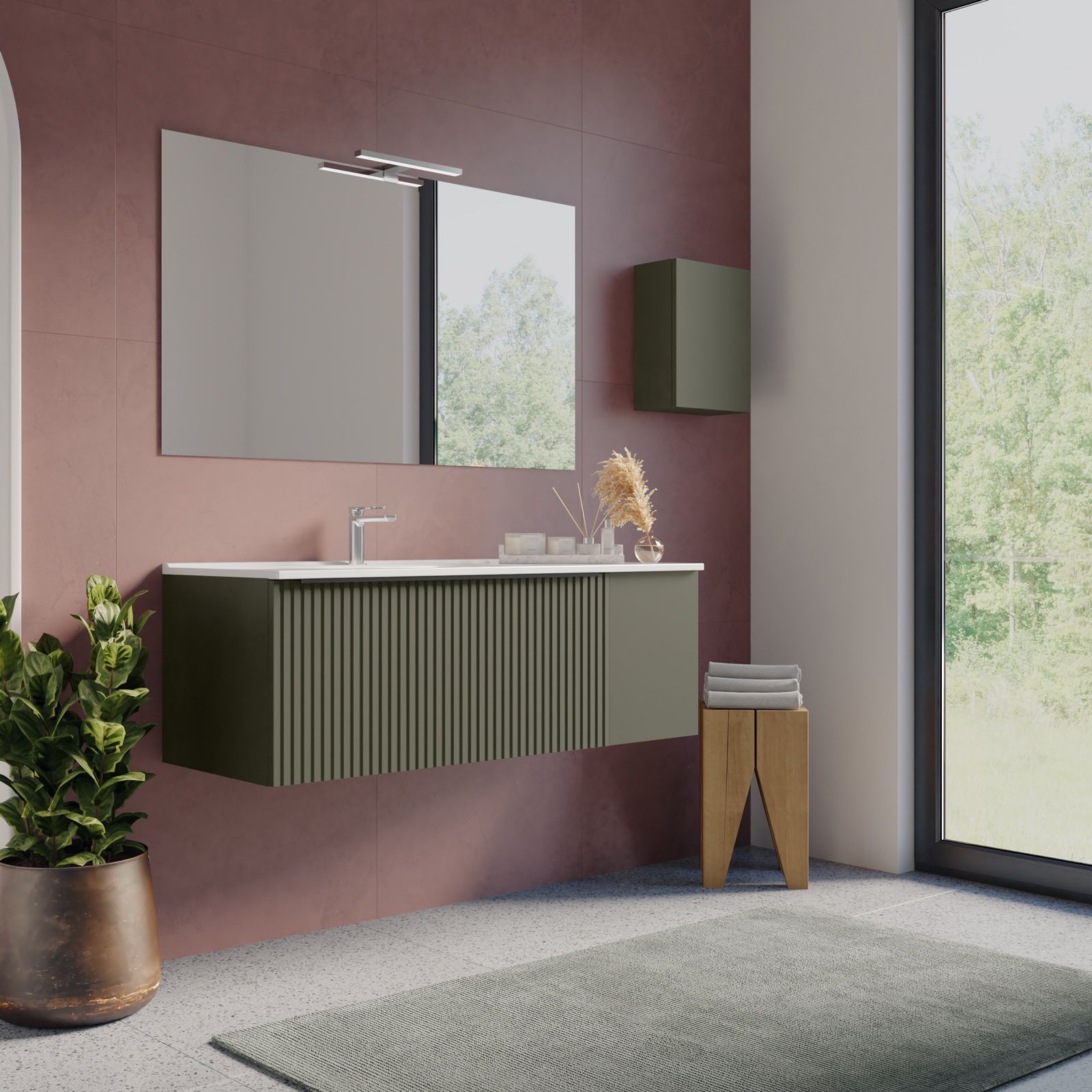 Baie modernă cu accente teracotă | Inspirație Baie Modern