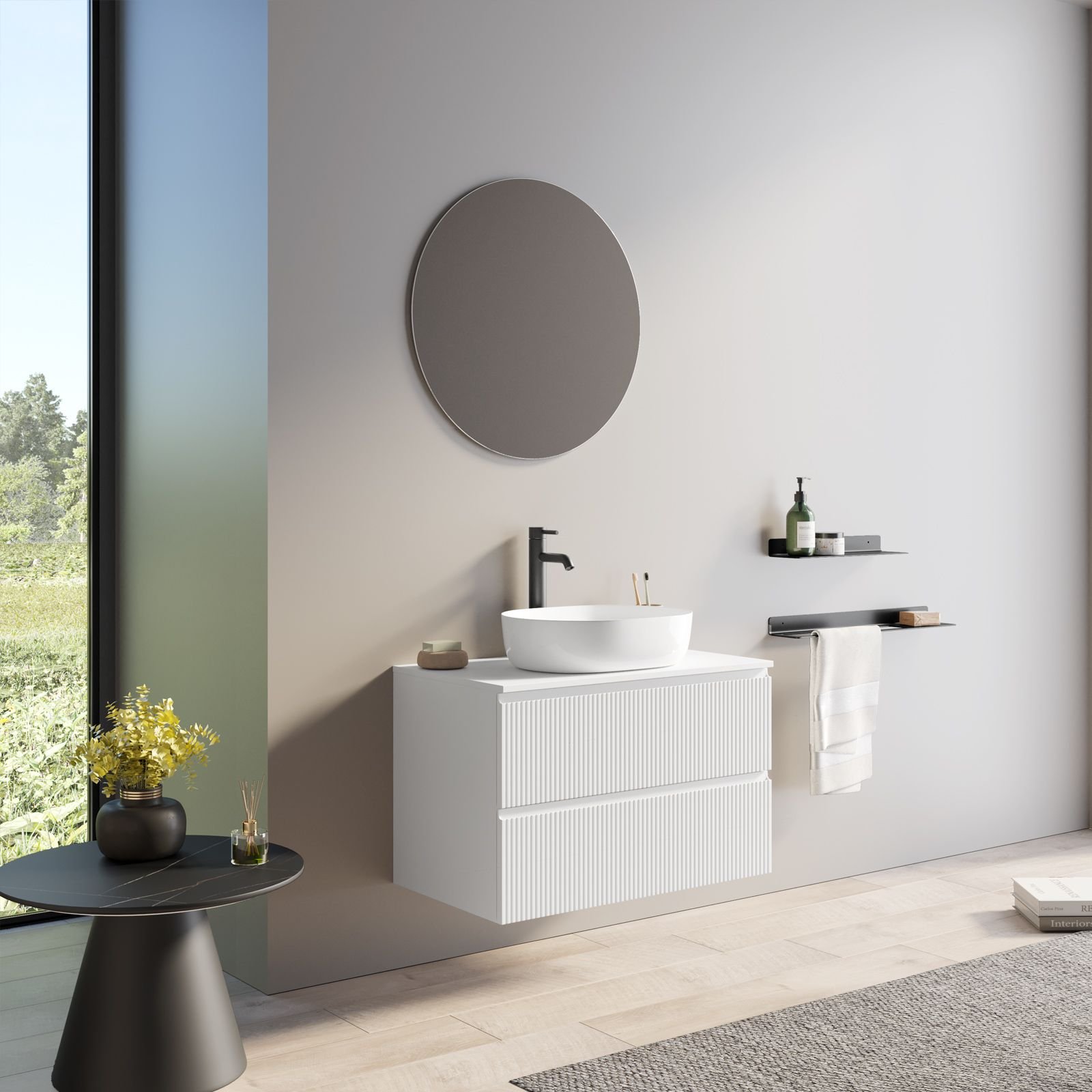 Baie minimalistă cu accente naturale | Inspirație Baie Modern