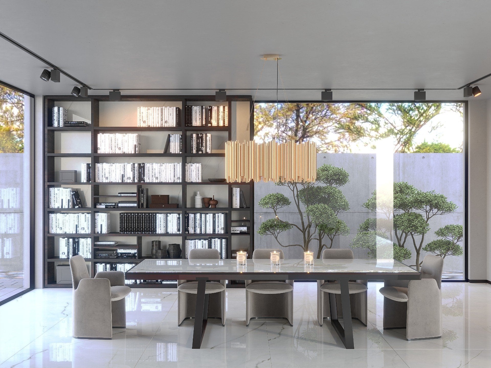 Dining modern cu grădină zen | Inspirație Baie Modern