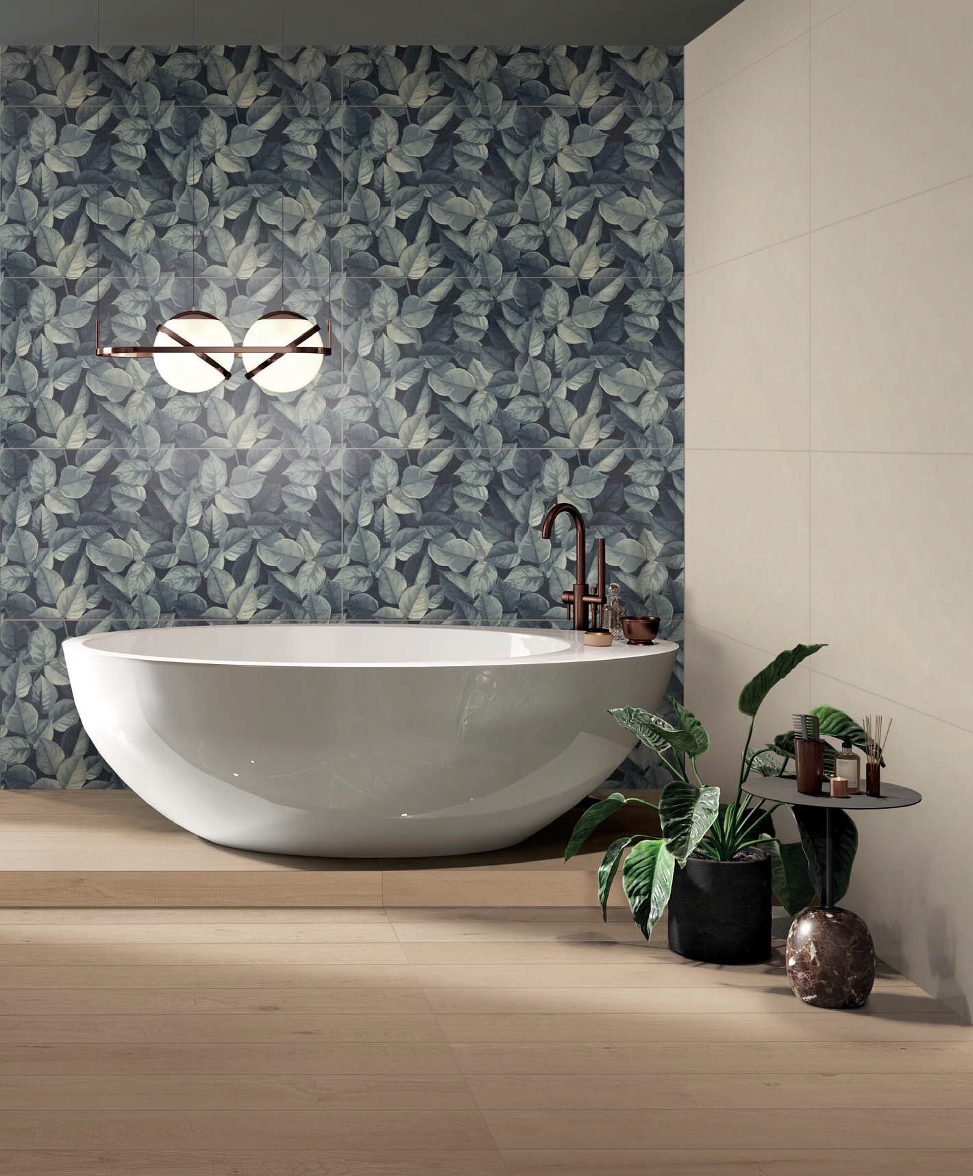 Baie serenă cu accente botanice | Inspirație Baie Modern