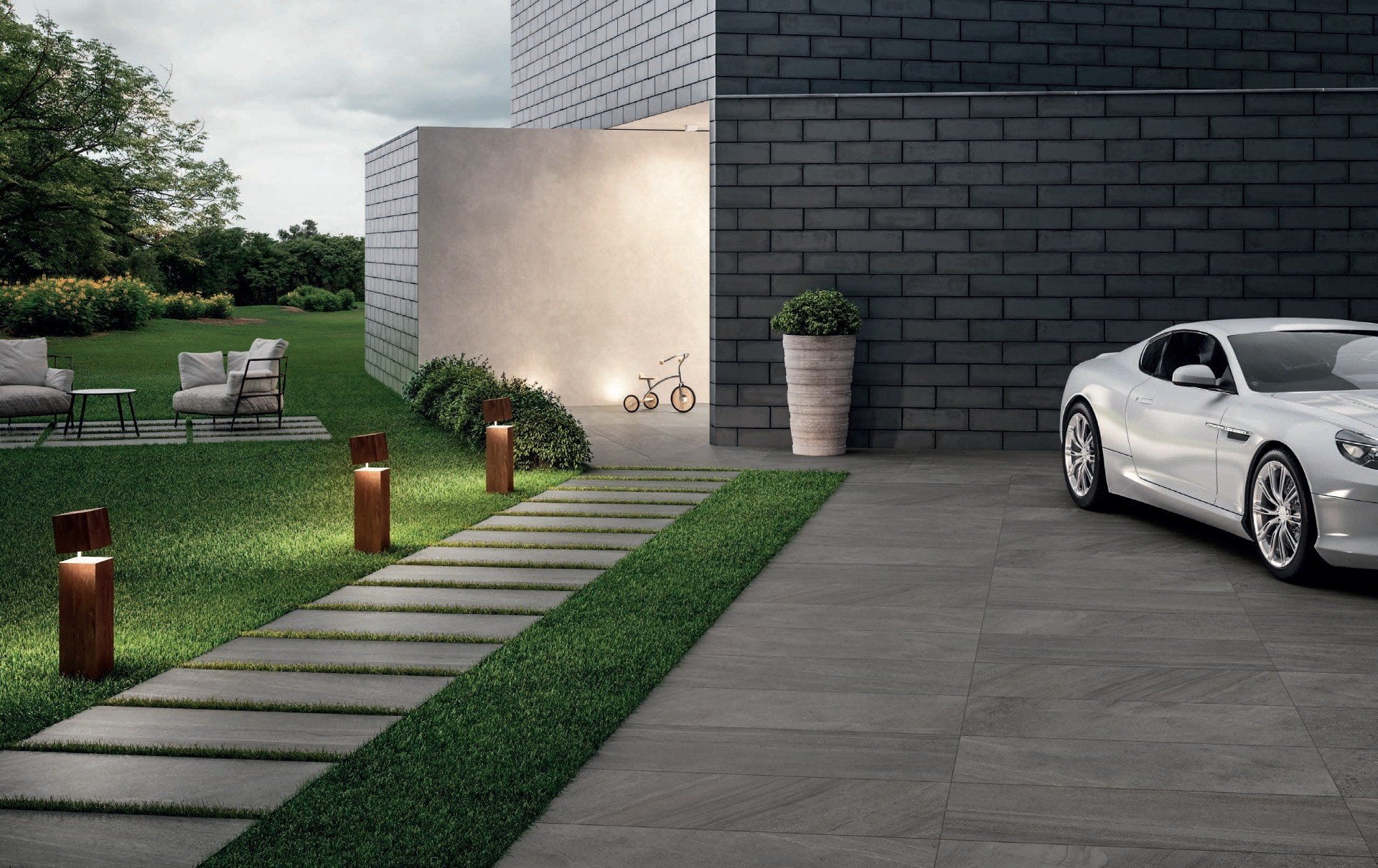 Exterior modern cu piatră antracit | Inspirație Exterior Modern