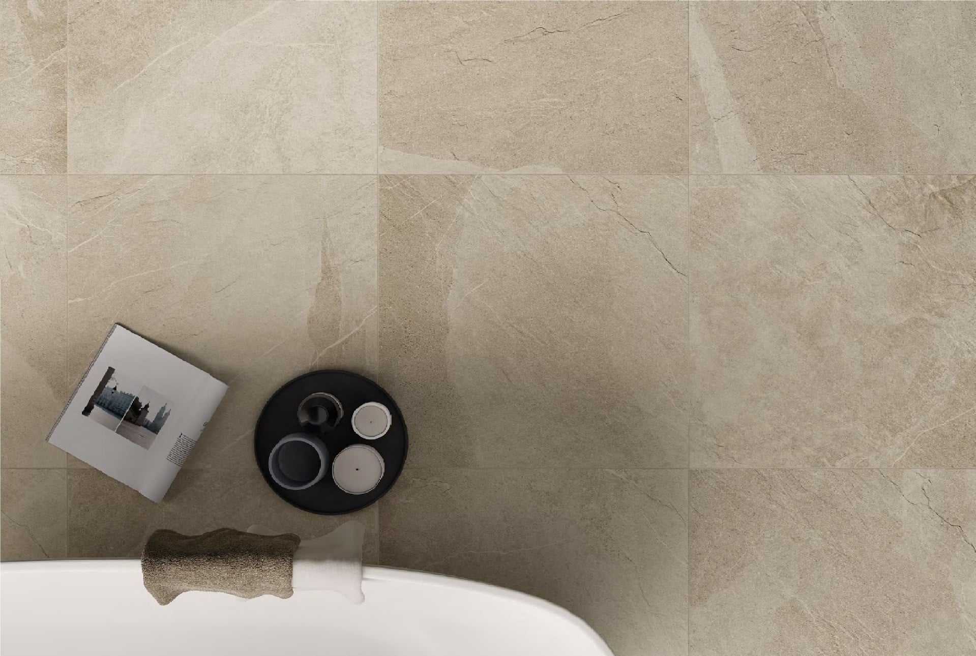 Baie caldă, în tonuri pământii | Inspirație Baie Minimalist