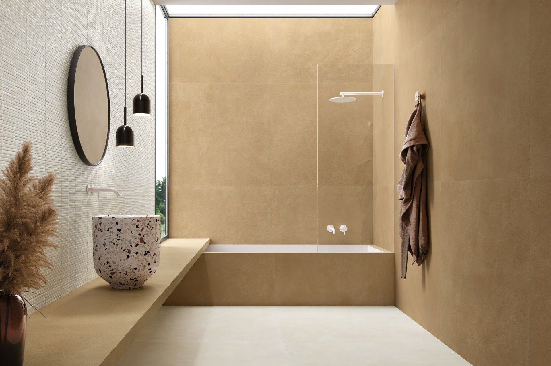 Baie modernă în tonuri de pământ | Inspirație Baie Modern