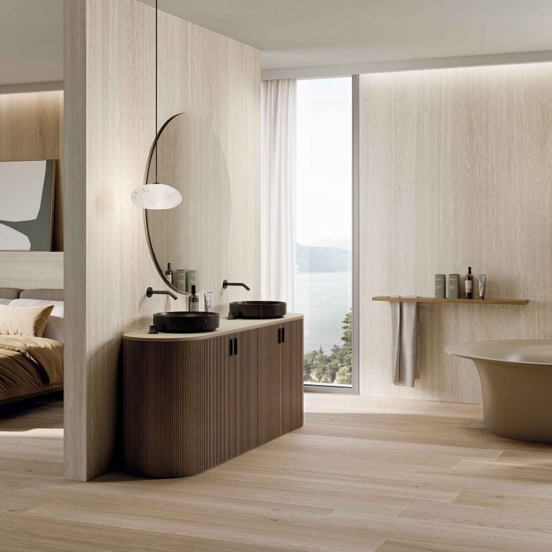 Baie spa cu vedere la lac | Inspirație Baie Minimalist