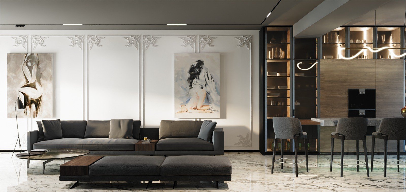Living elegant cu accente clasice