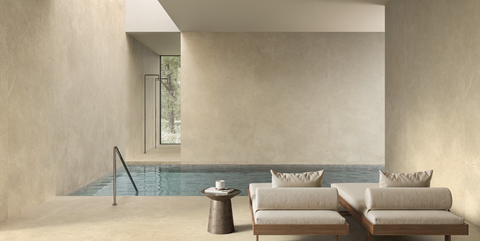 Piscina interioară în tonuri neutre | Inspirație Baie Modern