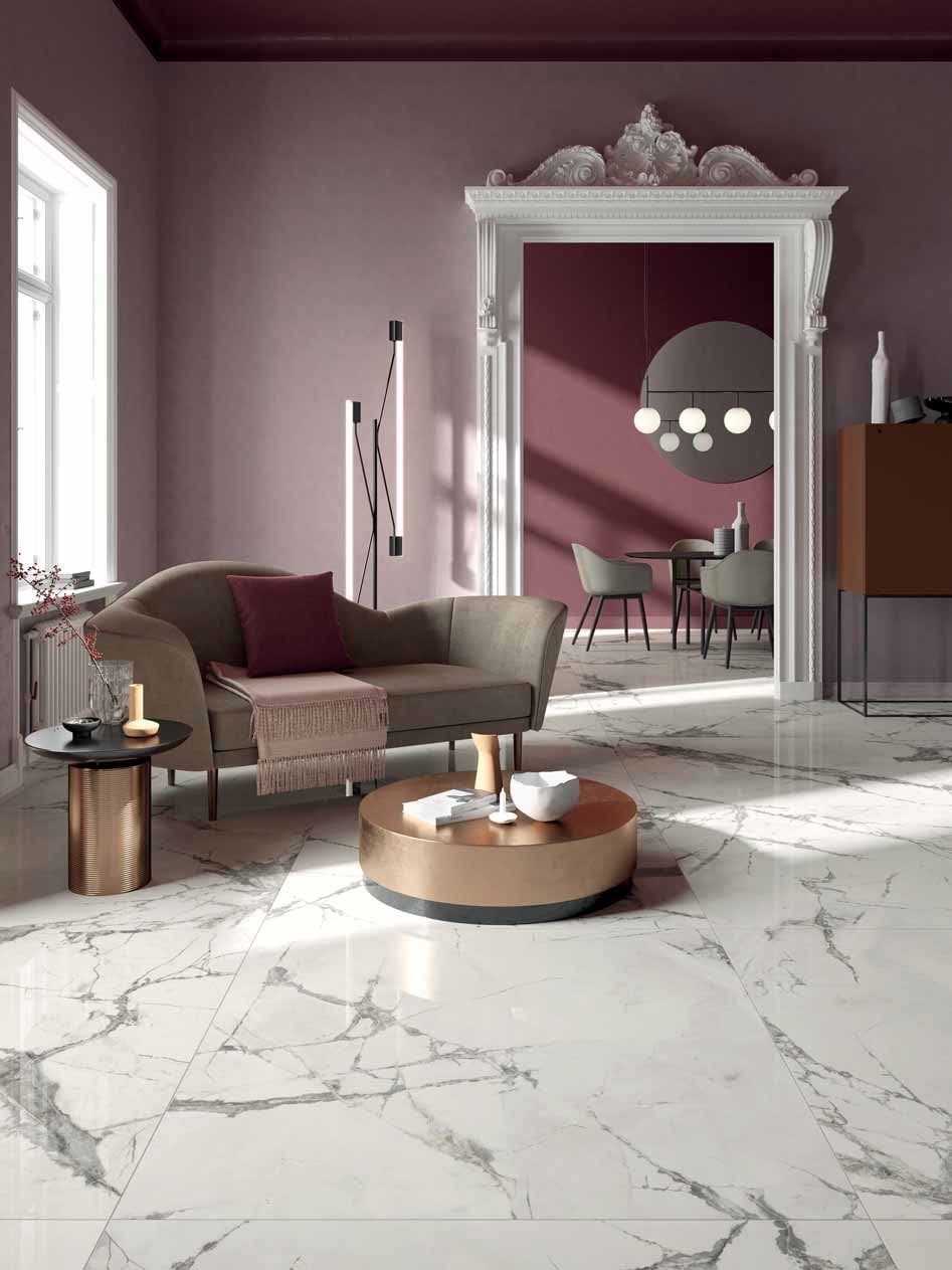 Living elegant în tonuri de vișiniu | Inspirație Baie Modern
