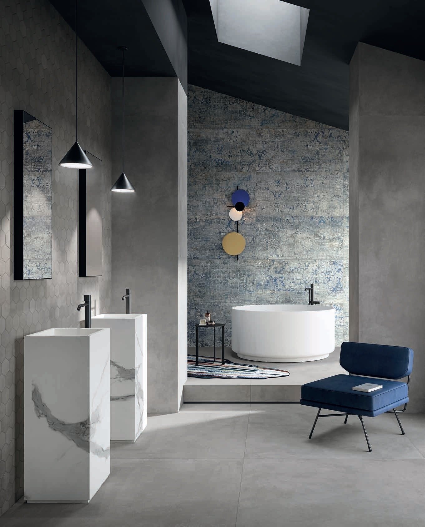 Baie modernă cu accente albastre | Inspirație Baie Modern