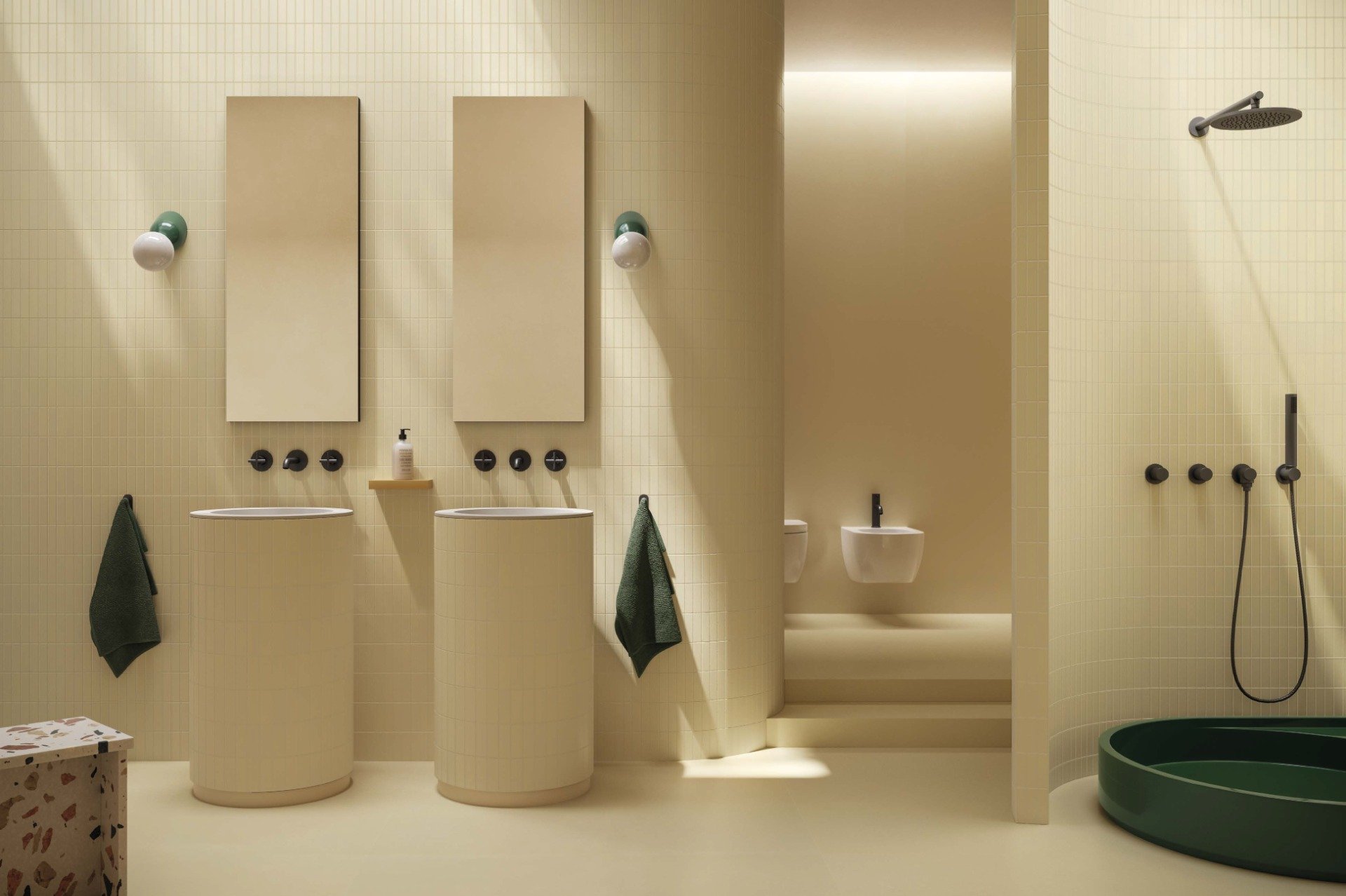Baie caldă, cu accente discrete | Inspirație Baie Minimalist
