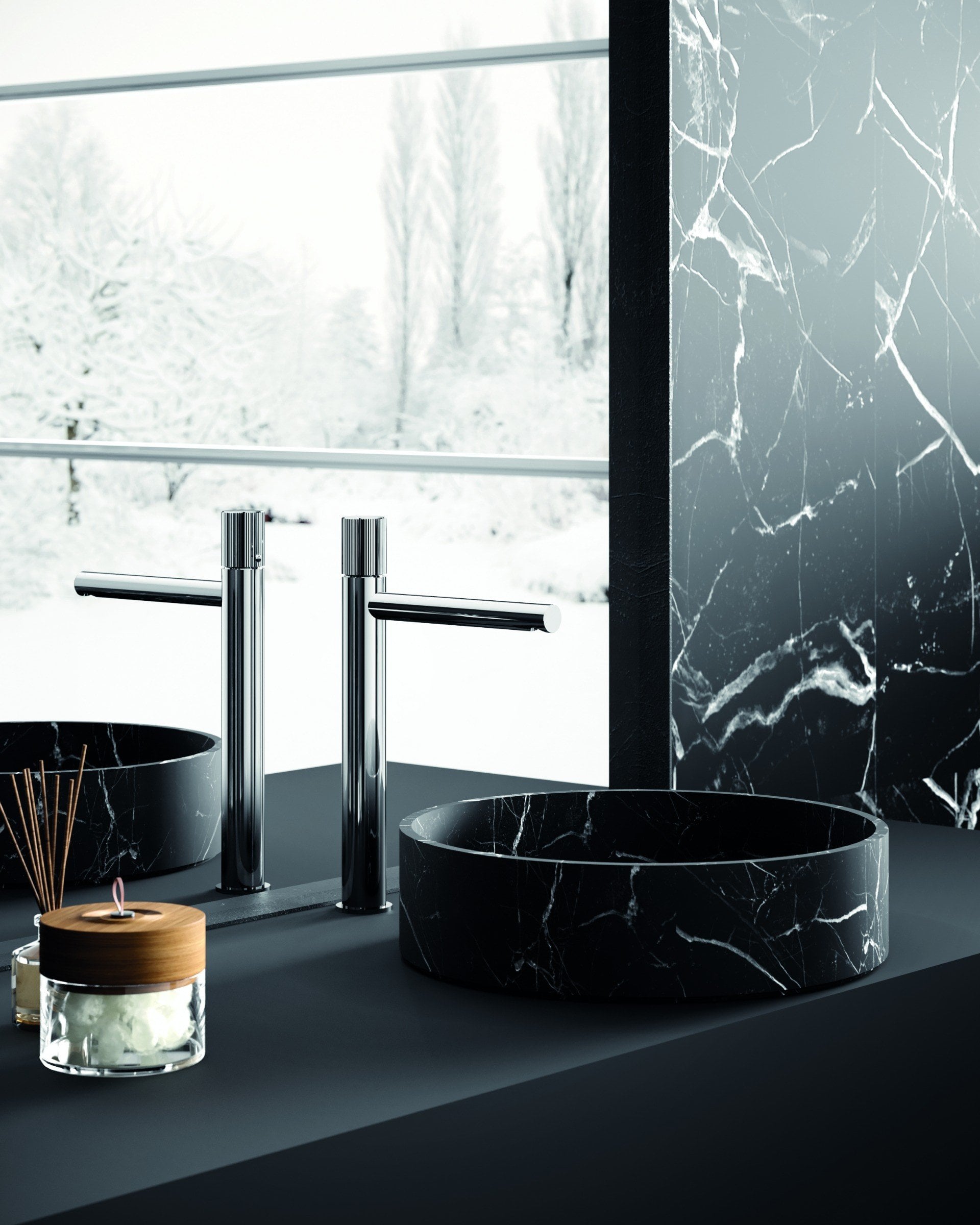 Baie modernă cu accente marmorate | Inspirație Baie Modern