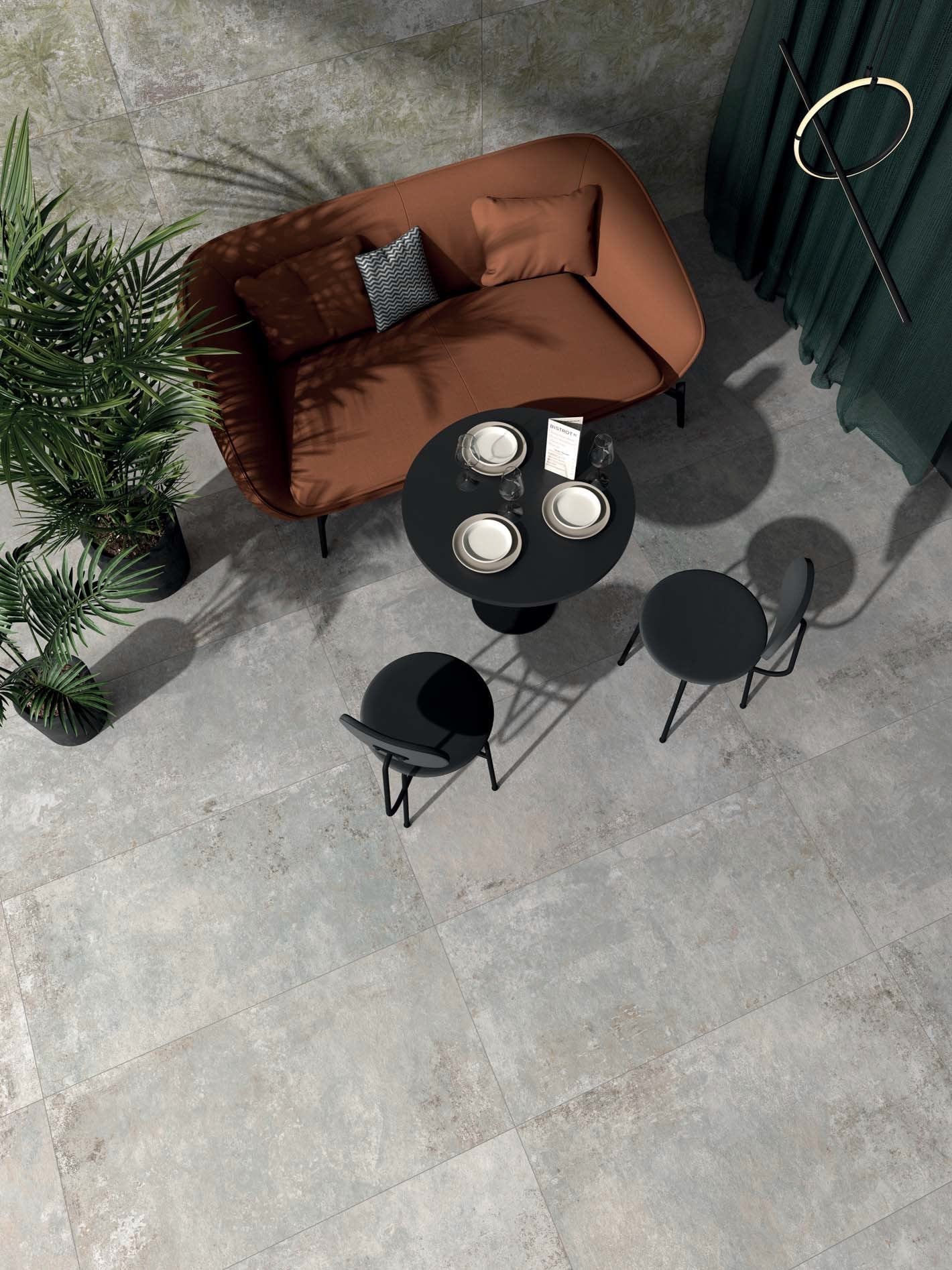 Terasa urbană în lumina amiezii | Inspirație Baie Minimalist