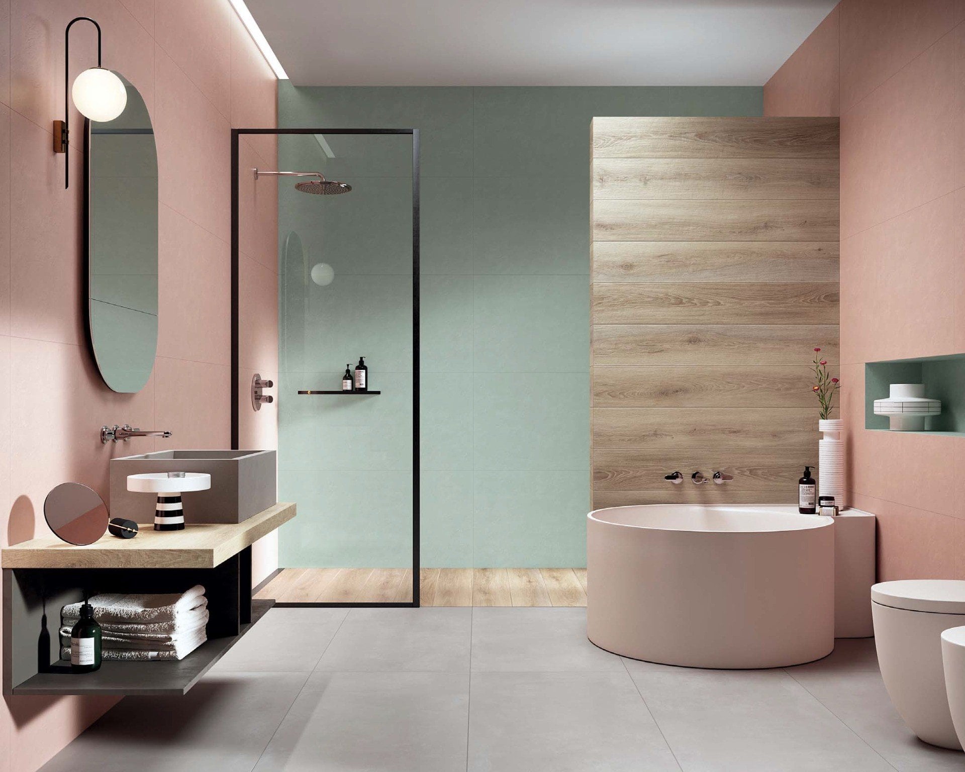 Baie modernă în culori pastelate | Inspirație Baie Modern