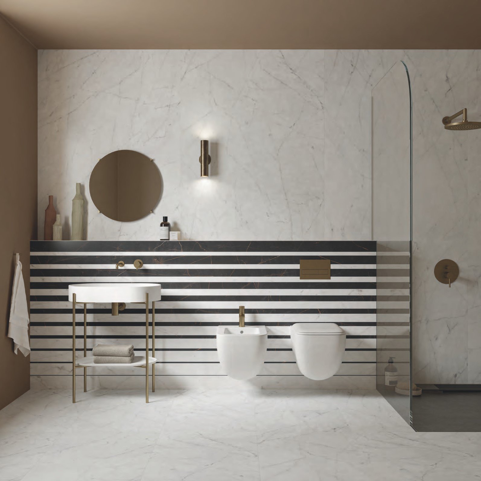 Baie modernă cu accente grafice | Inspirație Baie Modern