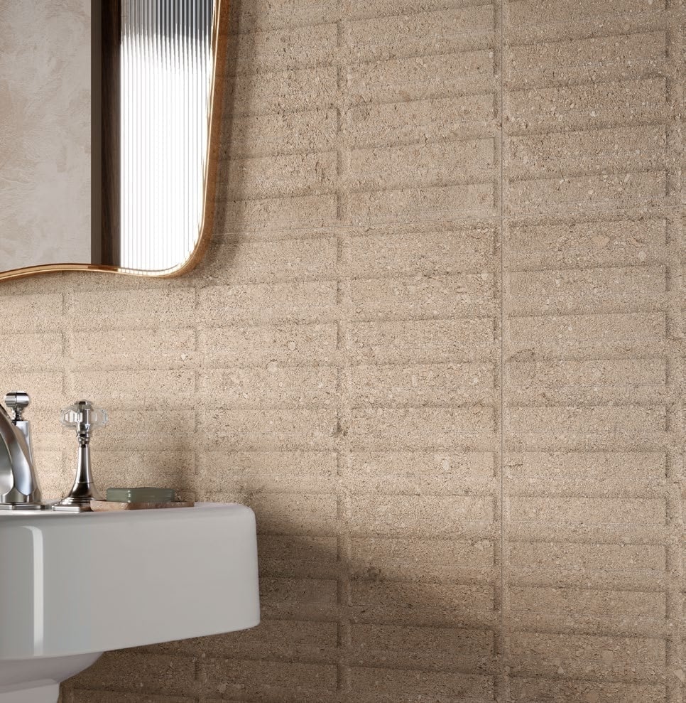 Baie tactilă în tonuri de pământ | Inspirație Baie Modern