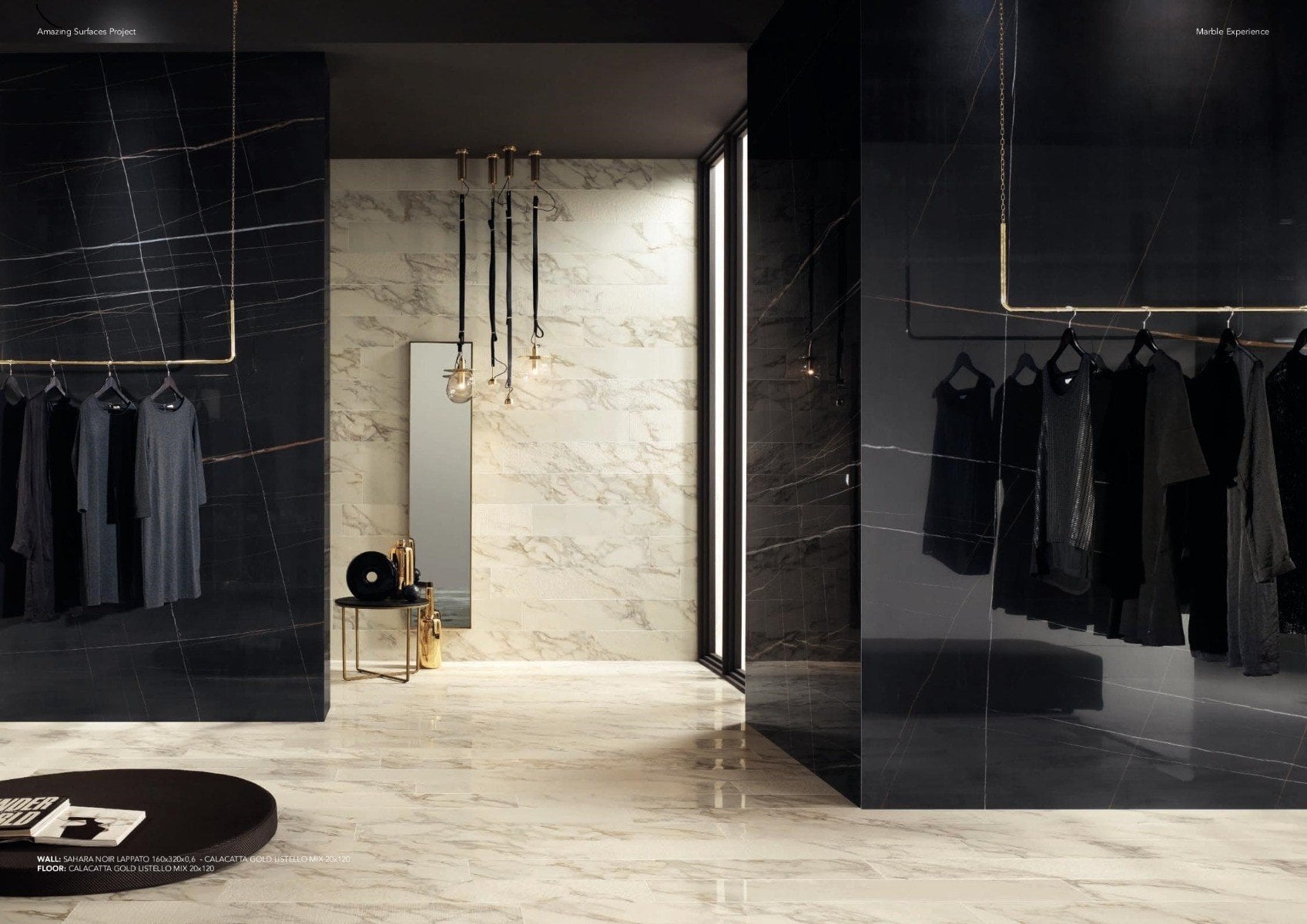 Dressing opulent în marmură contrastantă | Inspirație Baie Modern