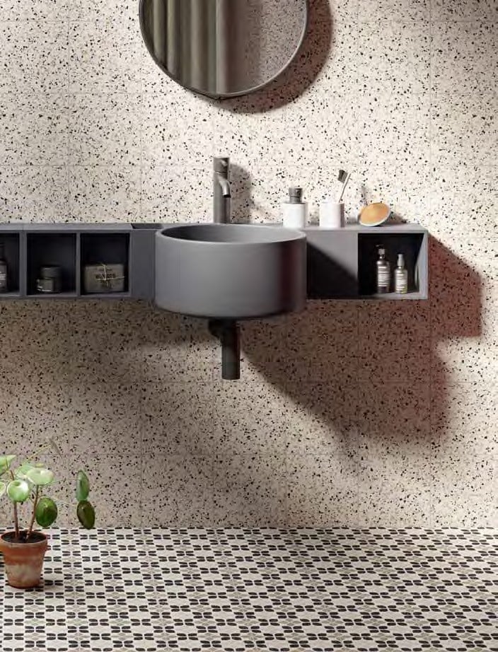 Baie modernă cu accente terrazzo | Inspirație Baie Modern