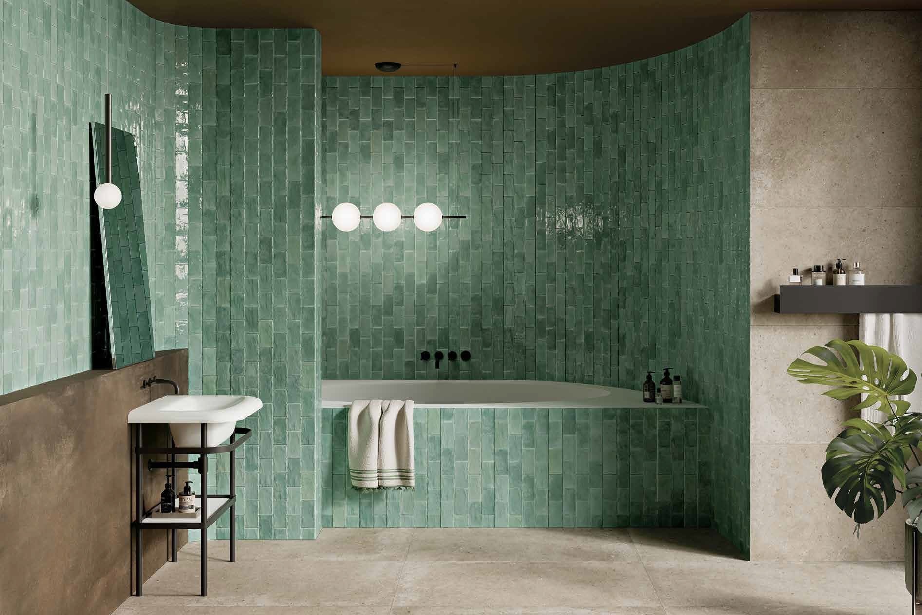 Baie serenă în verde smarald | Inspirație Baie Modern