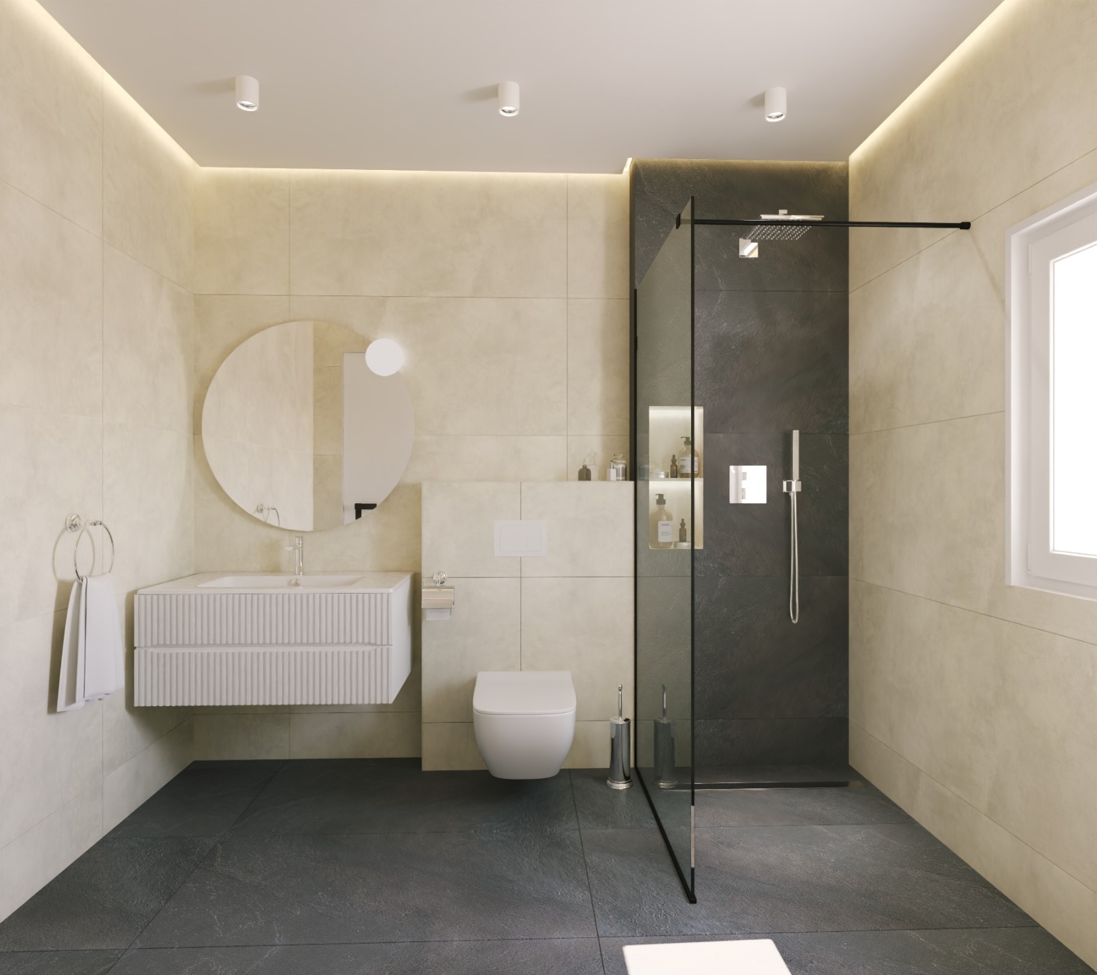 Baie modernă în contrast subtil | Inspirație Baie Modern