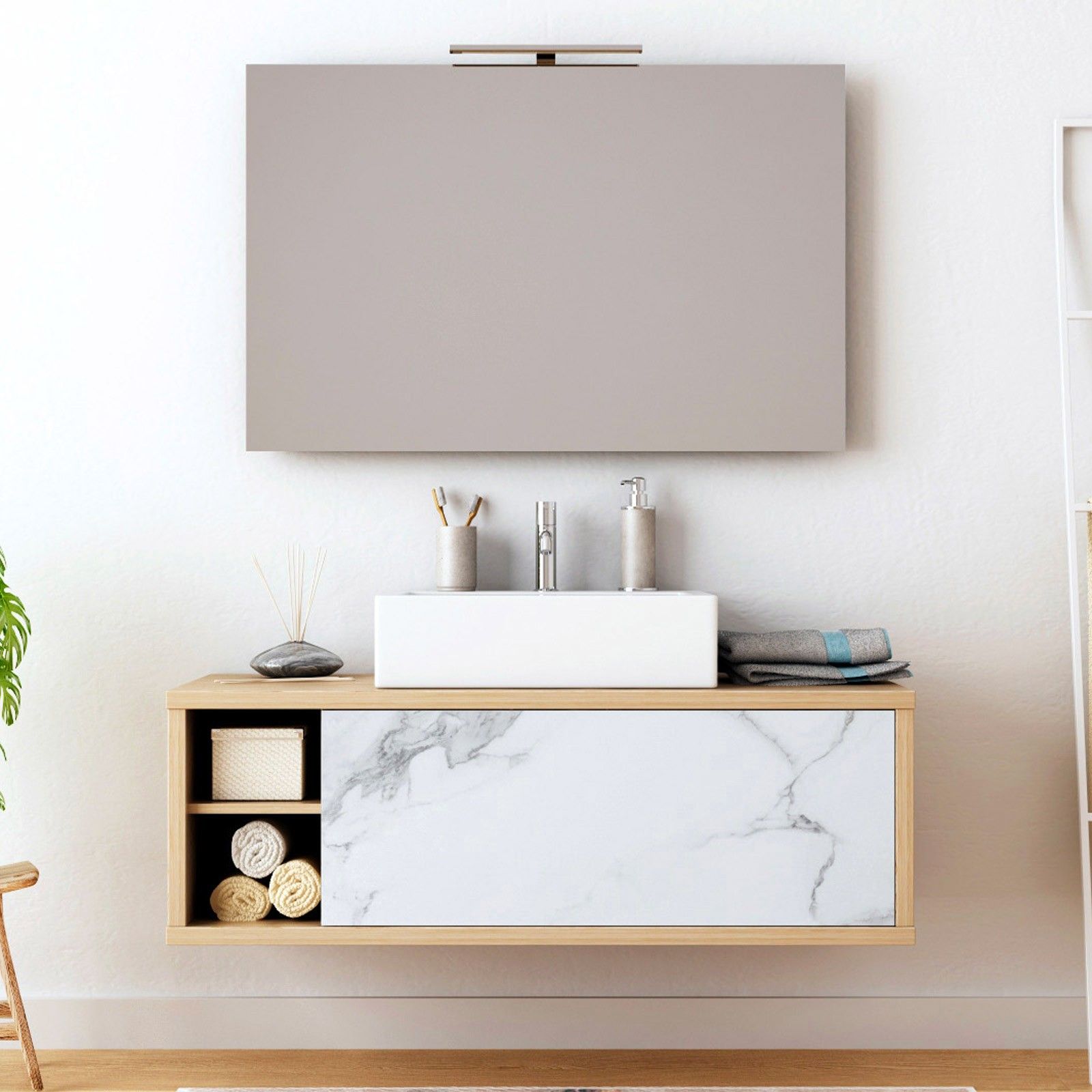 Baie modernă cu accente marmură | Inspirație Baie Modern