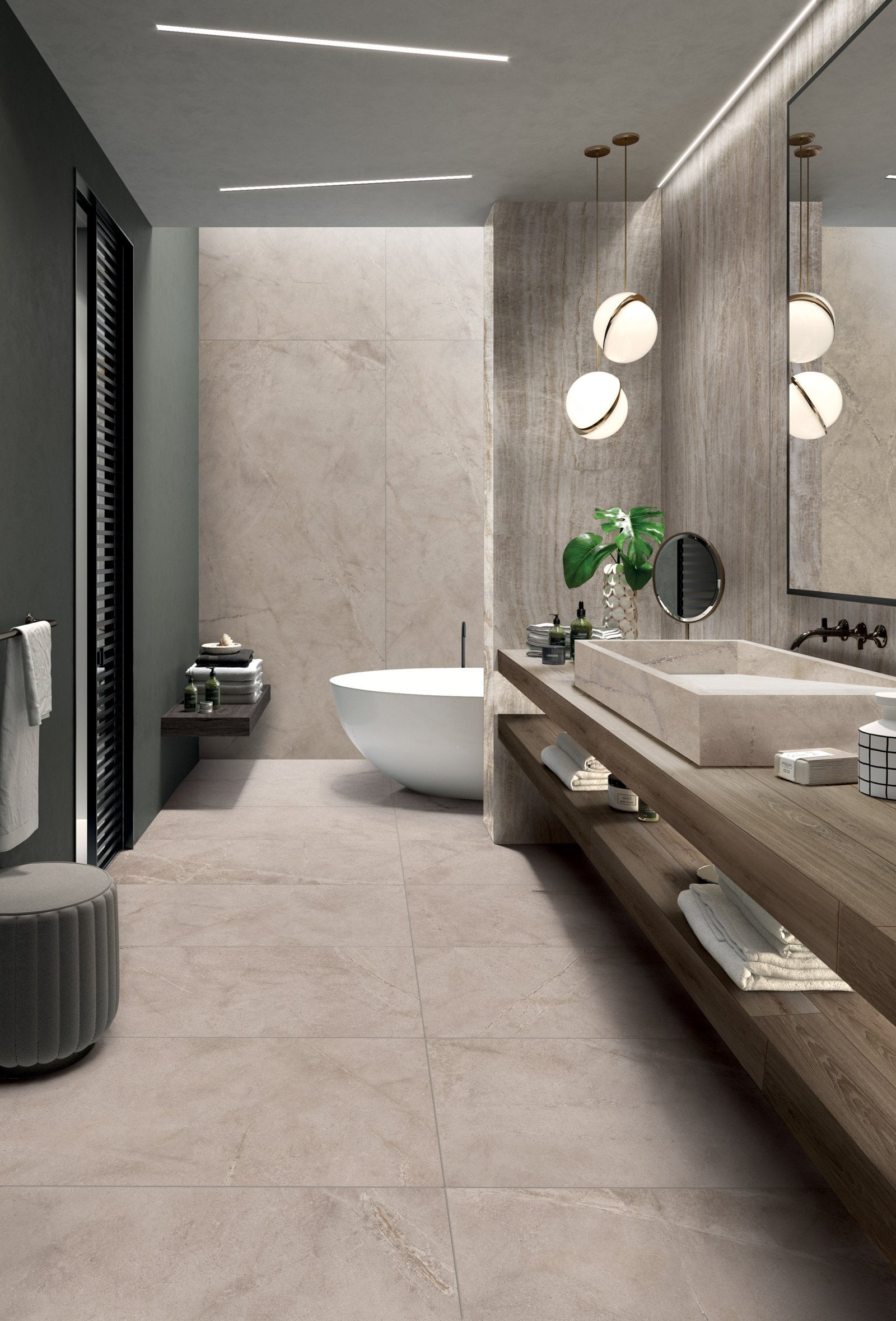 Baie spațioasă în tonuri calde | Inspirație Baie Modern