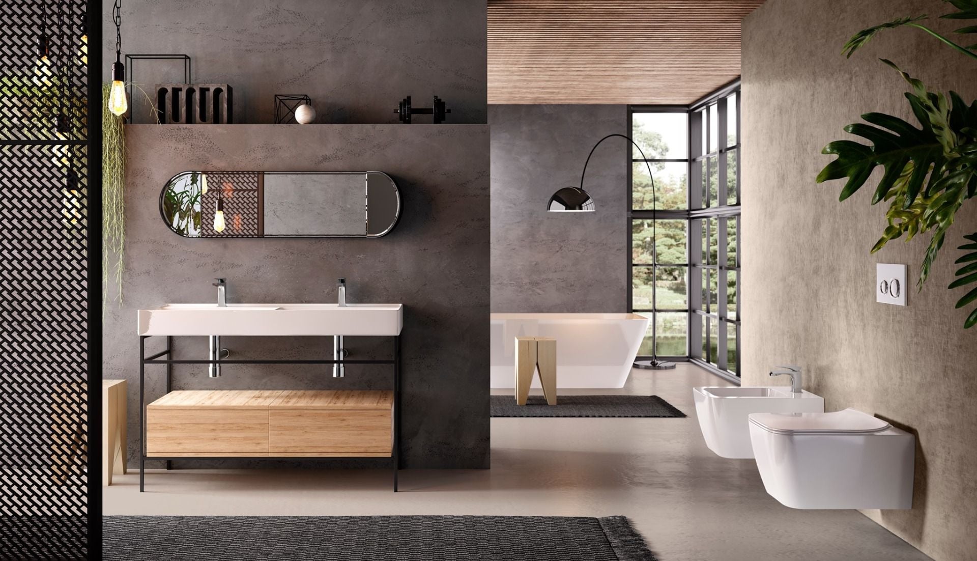 Baie modernă, cu accente rustice | Inspirație Baie Modern