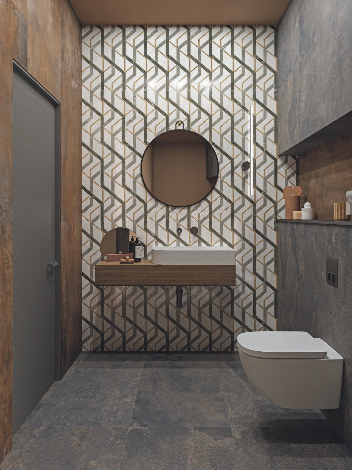 Baie modernă cu accente geometrice | Inspirație Baie Modern