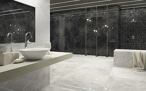 Baie modernă în contrast dramatic | Inspirație Baie Modern