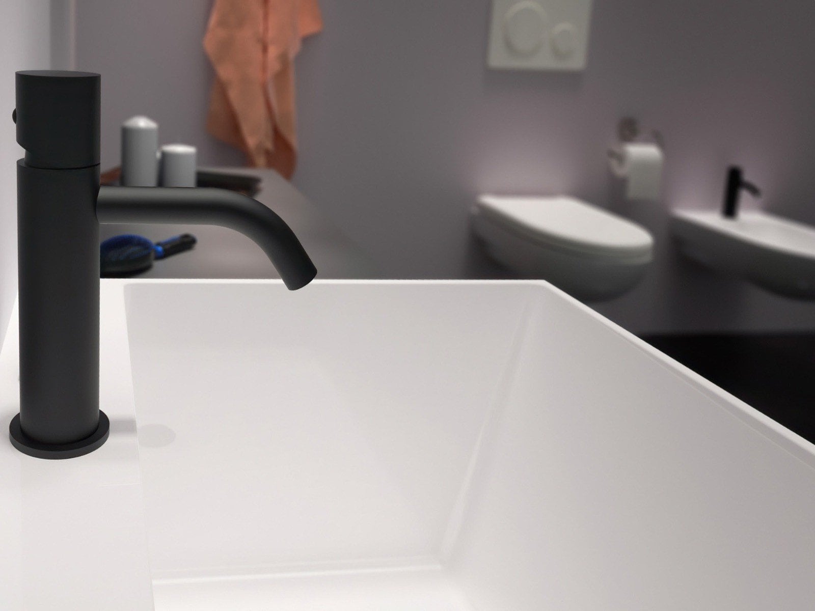 Baie modernă cu accente mate | Inspirație Baie Minimalist