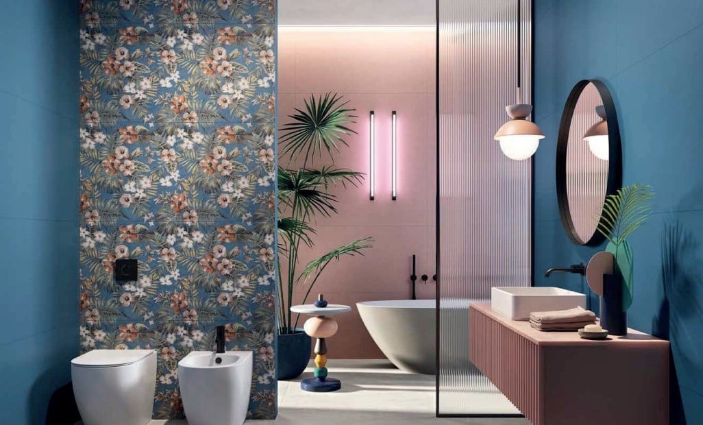 Baie excentrică în tonuri tropicale | Inspirație Baie Modern