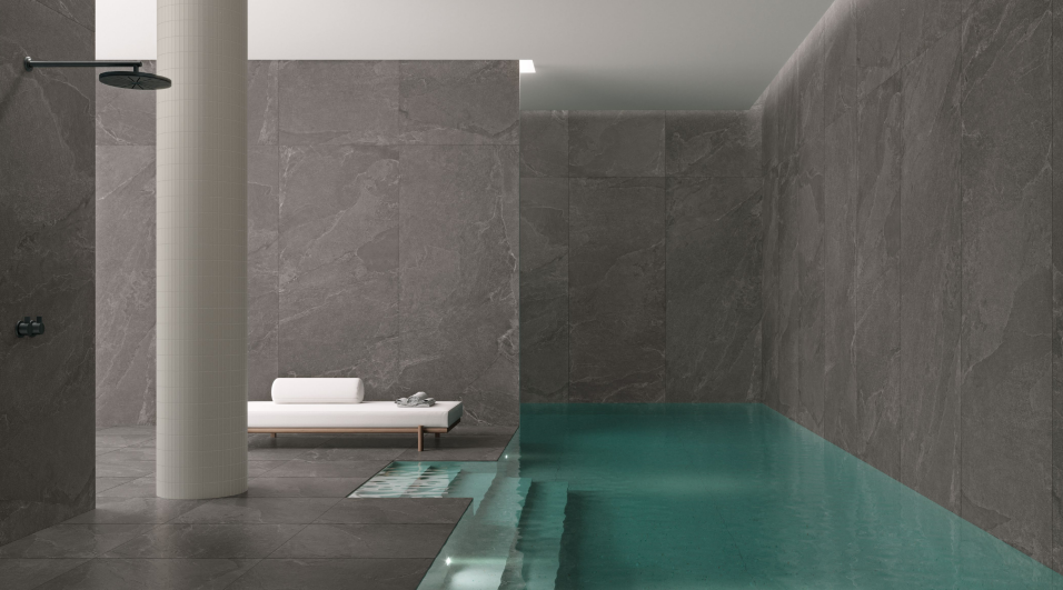 Piscina interioară în piatră | Inspirație Baie Minimalist