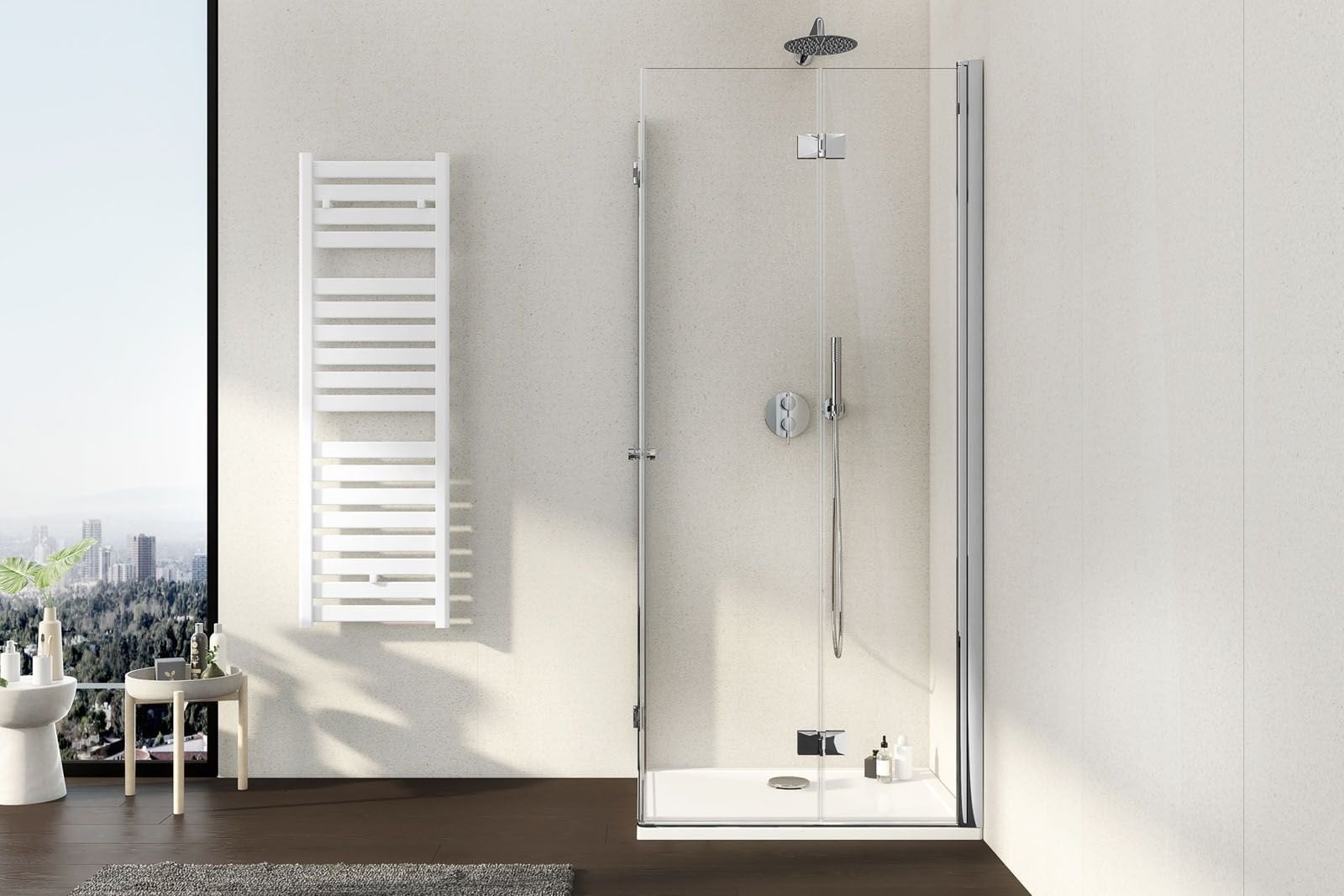 Duș urban cu lumină naturală | Inspirație Baie Minimalist